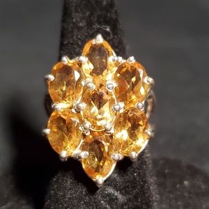 6.94 carat Golden Citrine Waterfall Ring